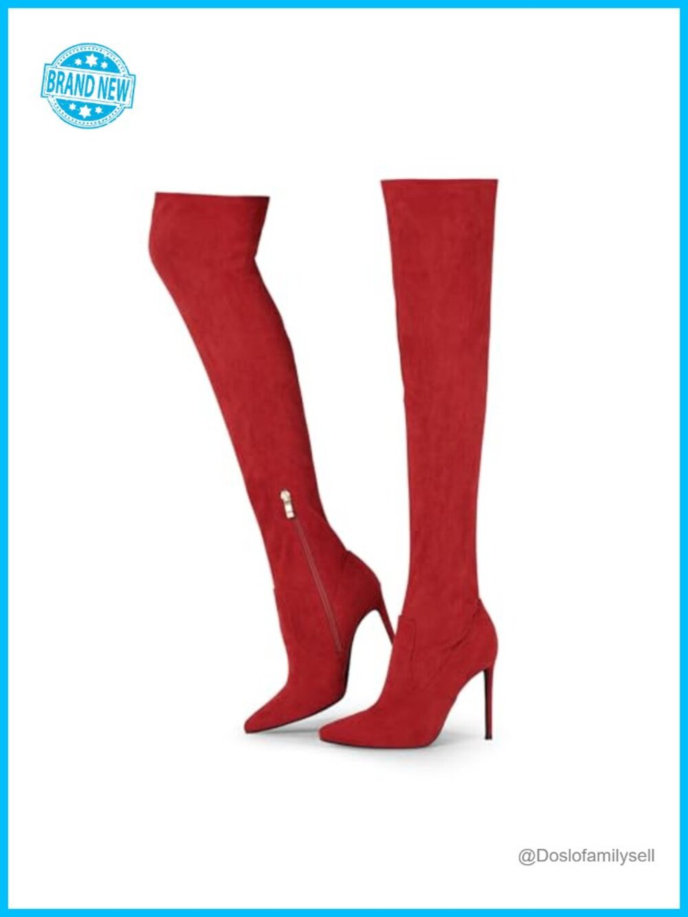 Women's Suede Over the Knee Boots Pointed Toe Stiletto Heel Side Zip